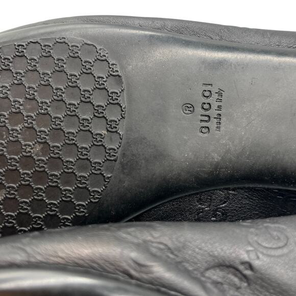 Gucci Guccissima Web Striped Leather Ballet Flats Shoes Black Size 38.5 US 8.5 - Picture 9 of 11